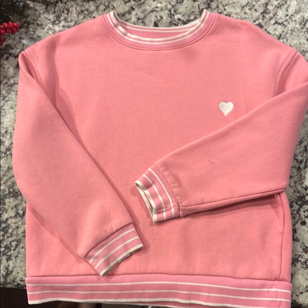 Pink Heart Embroidered Sweatshirt